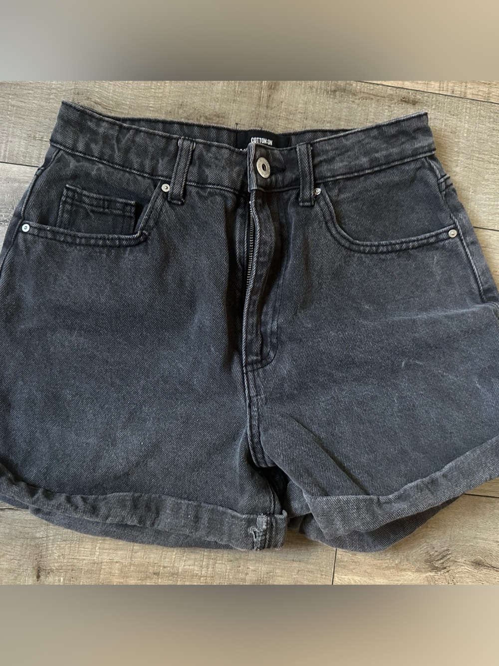 Cotton On Washed Black High-Rise Denim Shorts